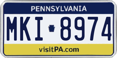 PA license plate MKI8974