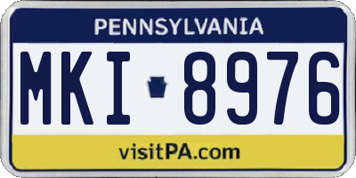 PA license plate MKI8976
