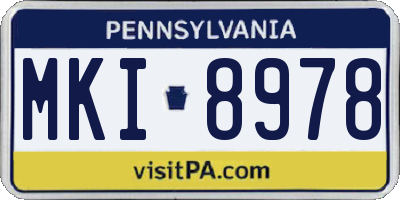 PA license plate MKI8978