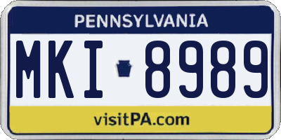 PA license plate MKI8989