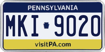 PA license plate MKI9020