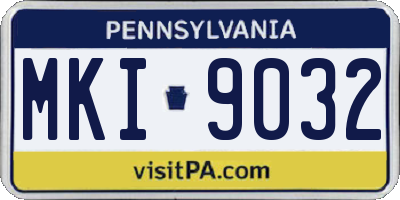 PA license plate MKI9032