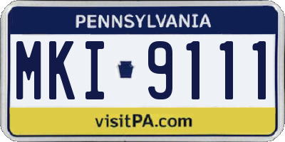 PA license plate MKI9111