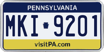 PA license plate MKI9201