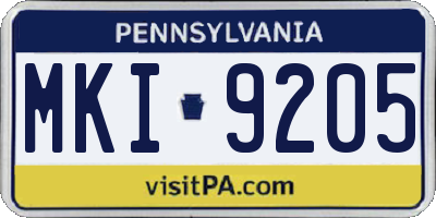 PA license plate MKI9205