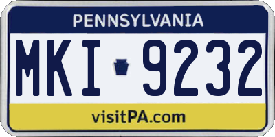 PA license plate MKI9232