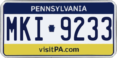 PA license plate MKI9233