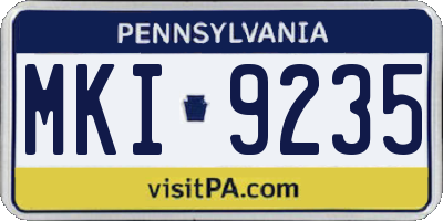 PA license plate MKI9235