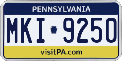 PA license plate MKI9250