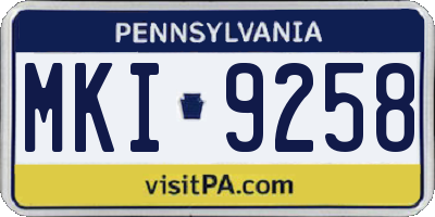 PA license plate MKI9258