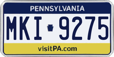 PA license plate MKI9275