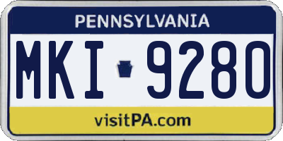 PA license plate MKI9280