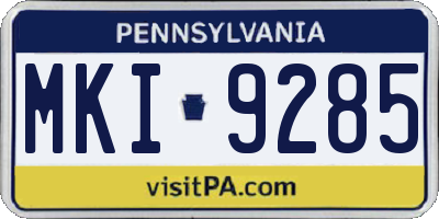 PA license plate MKI9285