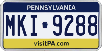 PA license plate MKI9288