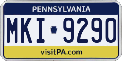 PA license plate MKI9290