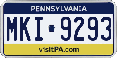 PA license plate MKI9293