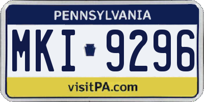 PA license plate MKI9296