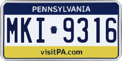 PA license plate MKI9316