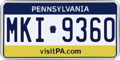 PA license plate MKI9360