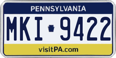 PA license plate MKI9422