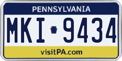 PA license plate MKI9434