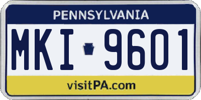 PA license plate MKI9601