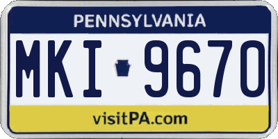 PA license plate MKI9670
