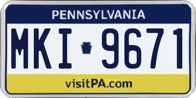 PA license plate MKI9671