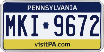 PA license plate MKI9672
