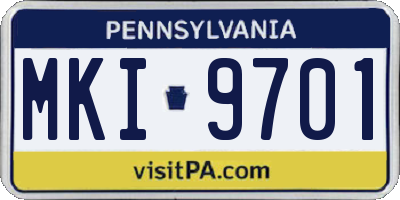 PA license plate MKI9701