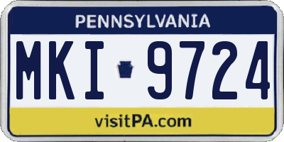 PA license plate MKI9724