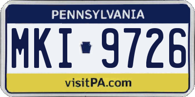 PA license plate MKI9726