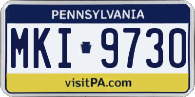 PA license plate MKI9730