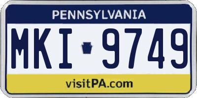 PA license plate MKI9749