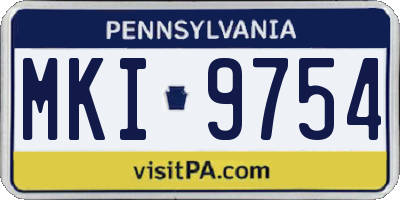 PA license plate MKI9754