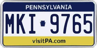 PA license plate MKI9765