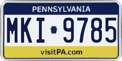PA license plate MKI9785