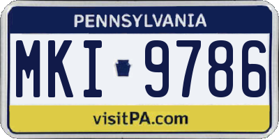 PA license plate MKI9786