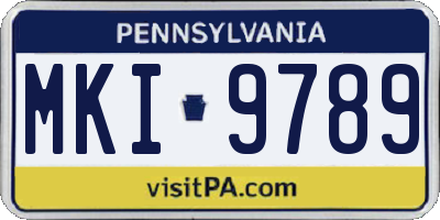 PA license plate MKI9789