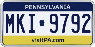 PA license plate MKI9792