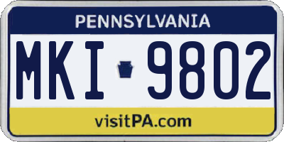 PA license plate MKI9802