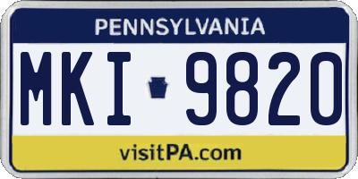 PA license plate MKI9820