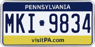 PA license plate MKI9834