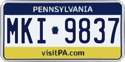 PA license plate MKI9837