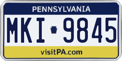 PA license plate MKI9845