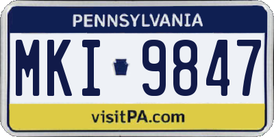 PA license plate MKI9847