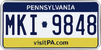 PA license plate MKI9848
