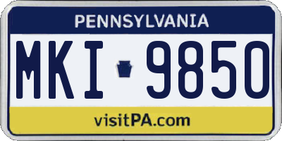 PA license plate MKI9850