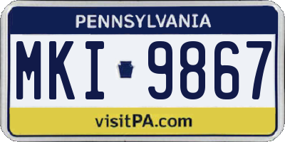 PA license plate MKI9867