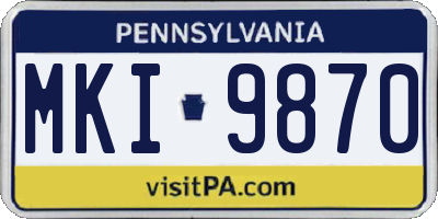 PA license plate MKI9870